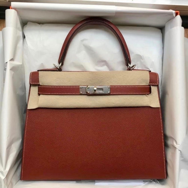 Hermès Kelly 28 Terre de Sienne Sellier Epsom Palladium Hardware