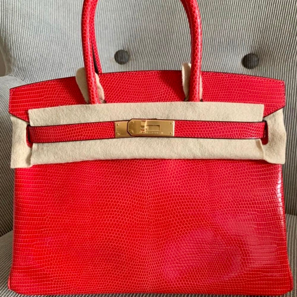 Hermès Birkin 30 Rouge Exotique Varanus Salvator Gold Hardware