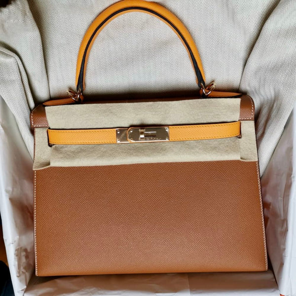 Hermès Kelly HSS 28 Gold/Jaune d'Or Sellier Epsom Permabrass Hardware