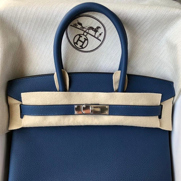 Hermes Birkin Handbag Bleu Paon Chevre Mysore With Palladium