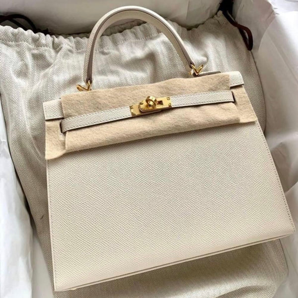 Hermès Kelly 25 Craie Sellier Epsom Gold Hardware