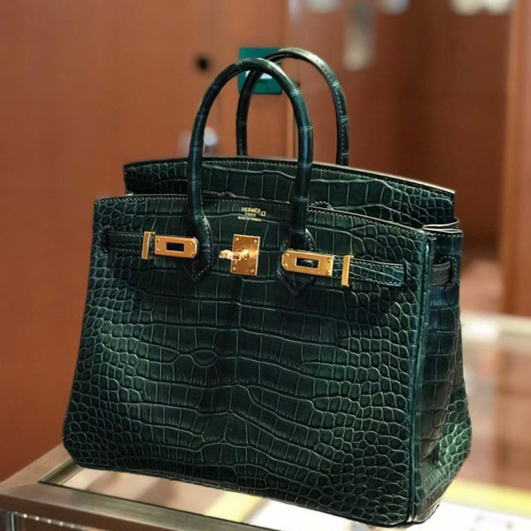 Hermès Birkin 25 Vert Cyprès Alligator Mississippi Matte Gold Hardware