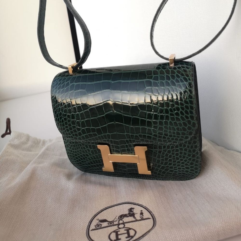 Hermès Constance III 24 Poche Dos Green Matte Mississippi Alligator Gold Hardware | Hermes Bags