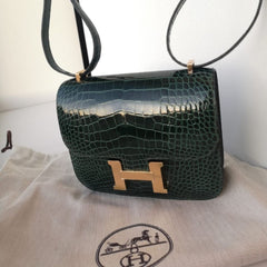 Hermès Constance 24 Vert Rousseau Alligator Mississippi Lisse Gold Har —  The French Hunter