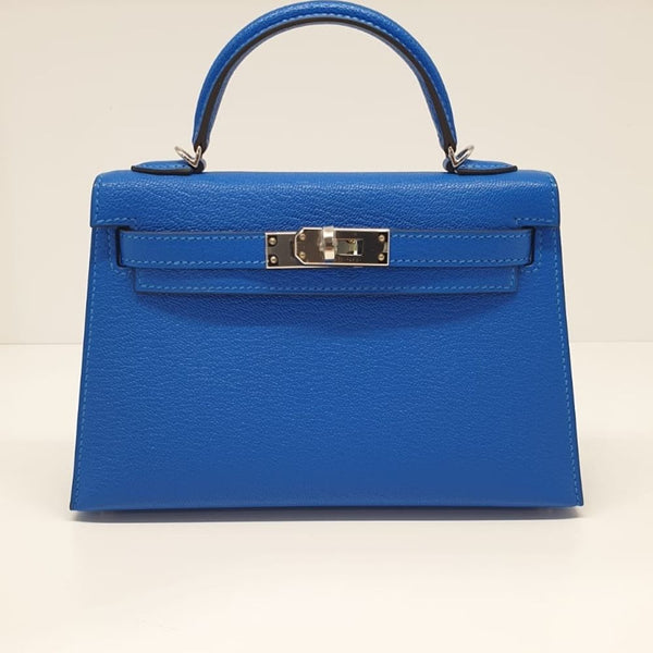 Hermès Kelly 20 Bleu Hydra Chevre Mysore Palladium Hardware