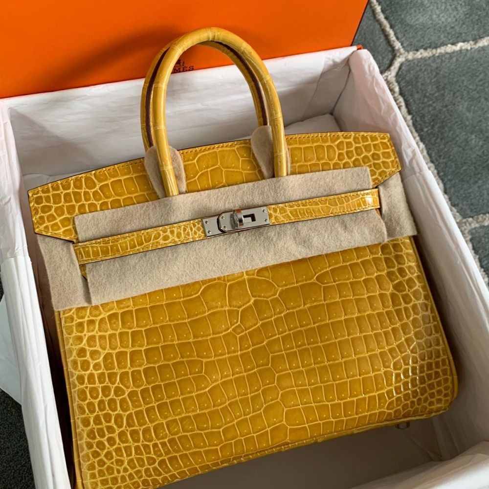 Hermès Birkin 25 HSS Togo Jaune Ambre/Gris Asphalte Brushed PHW ○ Labellov  ○ Buy and Sell Authentic Luxury