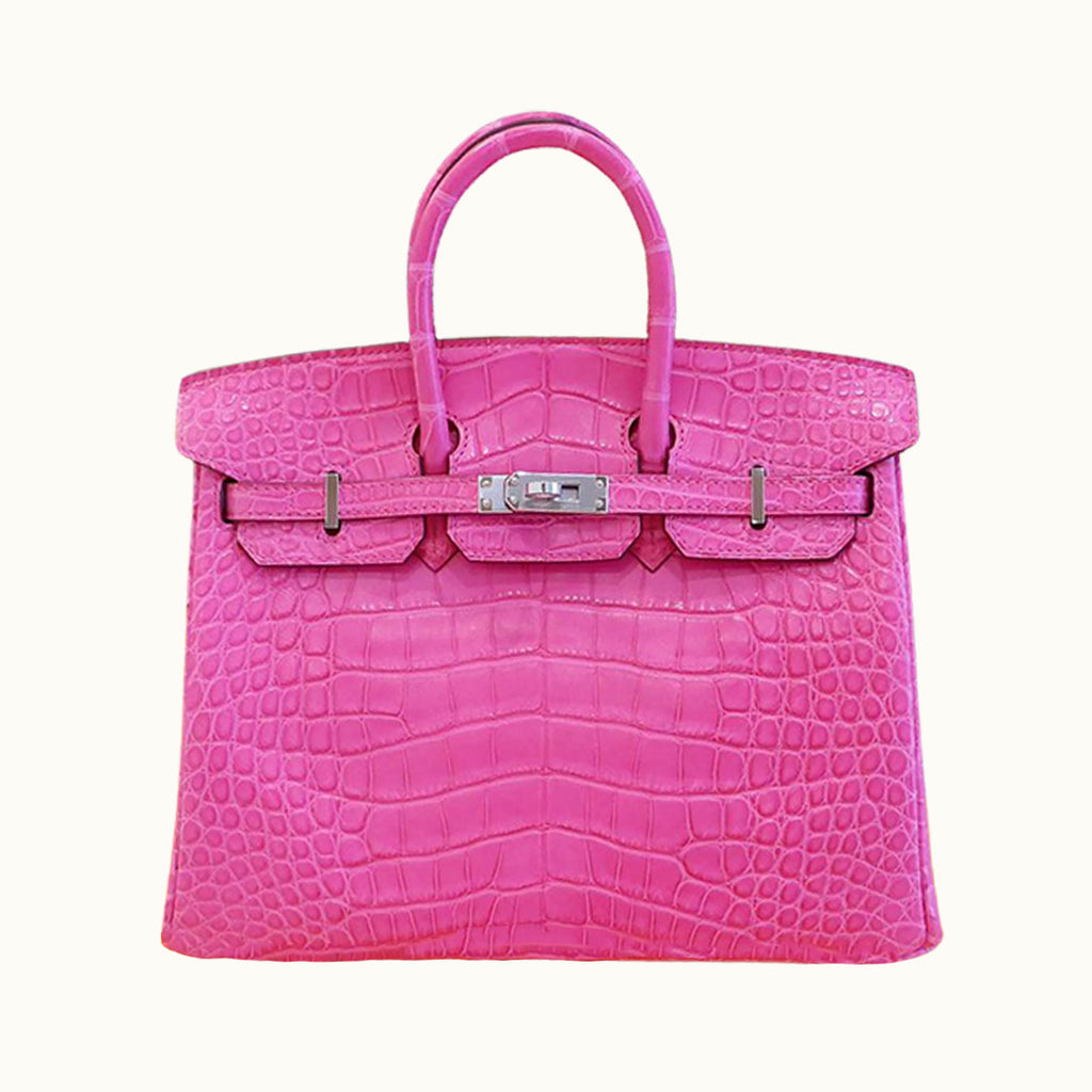 Hermes Birkin 25 Bag 5p Pink Matte Porosus Croc PHW