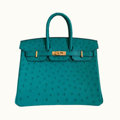 Hermes Birkin 25 Bag Vert Verone Ostrich Gold Hardware – Mightychic