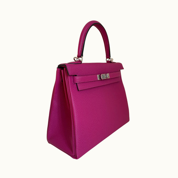 Hermès Kelly 25 Rose Pourpre Togo Palladium Hardware