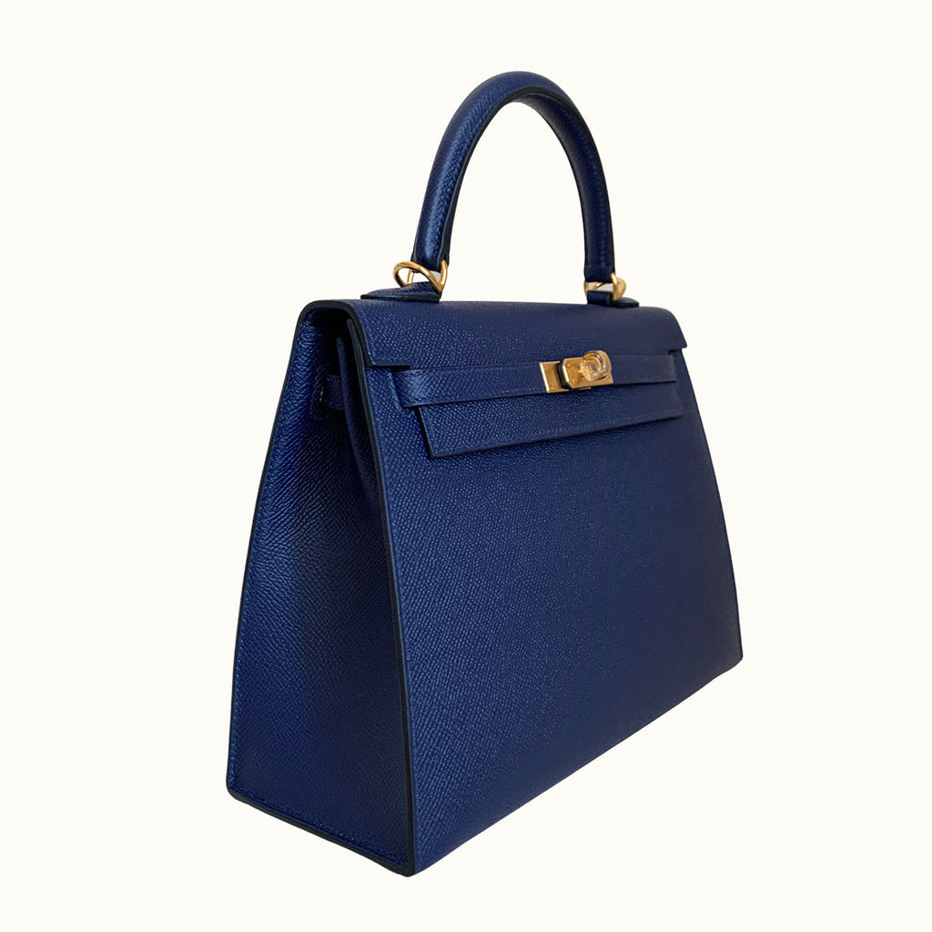 Hermès Kelly 28 Bleu Electrique/Malachite Sellier Epsom Gold