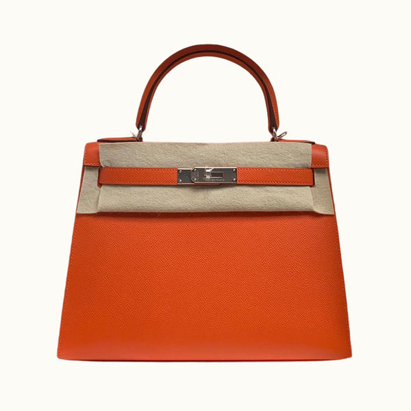 Hermès Kelly 28 Feu Epsom Sellier Palladium Hardware