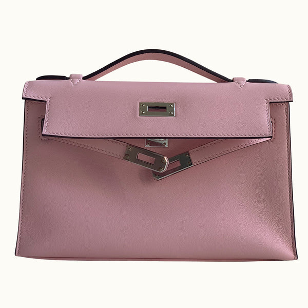 Hermès Kelly Pochette Rose Sakura Palladium Hardware