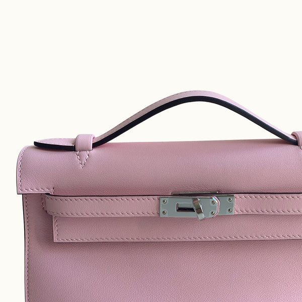 Hermès Kelly Pochette Rose Sakura Palladium Hardware