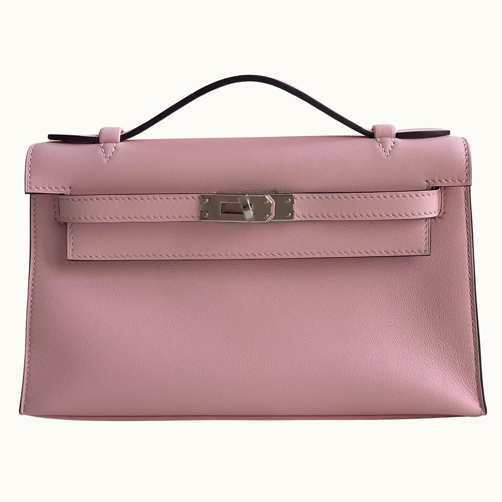Hermès Kelly Pochette Rose Sakura Swift Palladium Hardware PHW